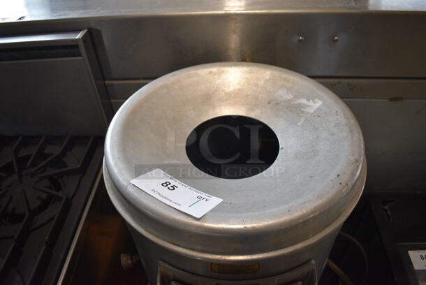 Univex Model D Metal Commercial Countertop Potato Peeler on Wooden Stand. 17x18x46. Tested and Working! - Image 5 of 6