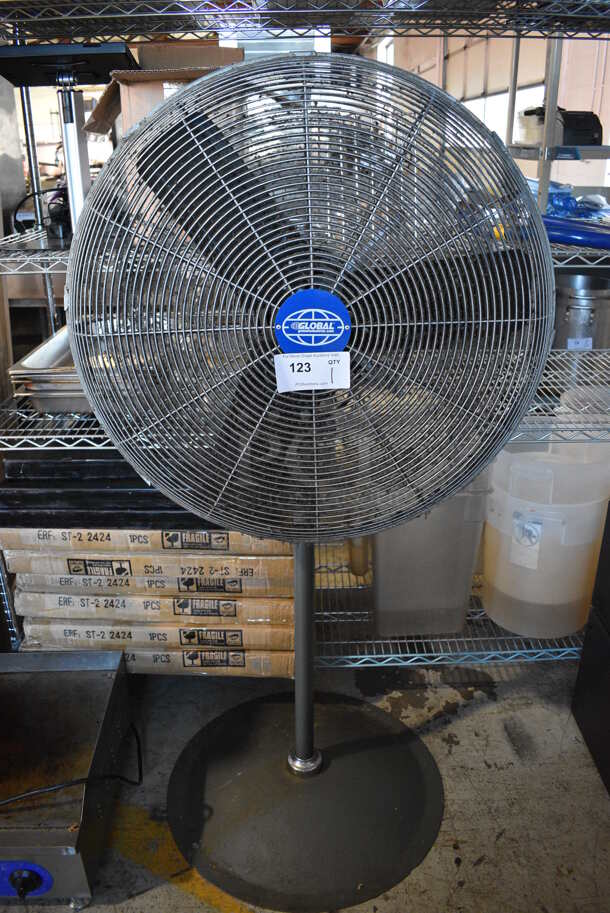Global Model FS-65X Metal Floor Style Fan. 120 Volts, 1 Phase. 27x25x51. Tested and Working!