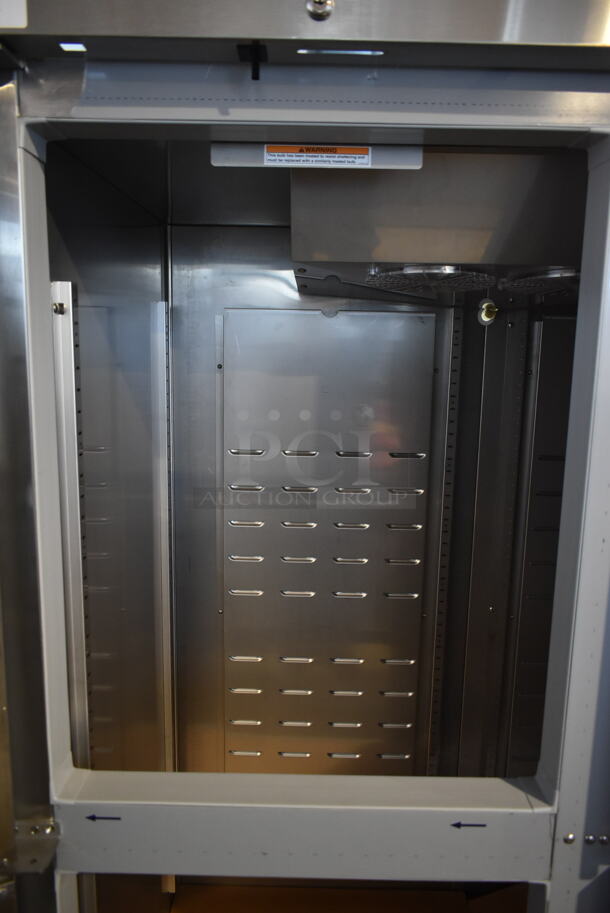 BRAND NEW SCRATCH AND DENT! 2016 Hoshizaki CR2S-HS Stainless Steel Commercial 4 Half Size Door Reach In Cooler on Commercial Casters. 115 Volts, 1 Phase. Tested and Working! - Image 4 of 10
