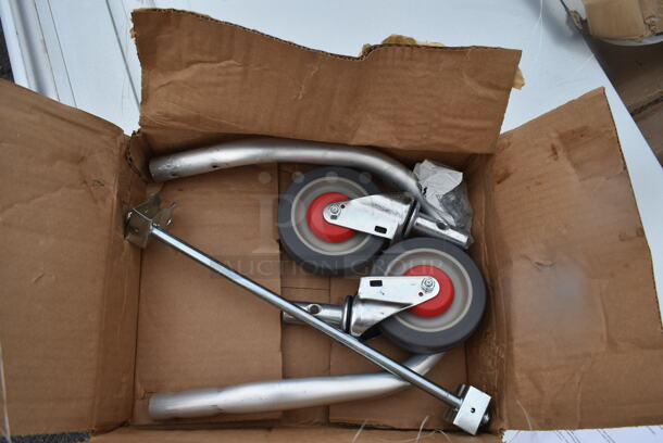 BRAND NEW SCRATCH AND DENT! Box of 2 GEM SR 301240 Casters and Metal Pieces - Image 1 of 3