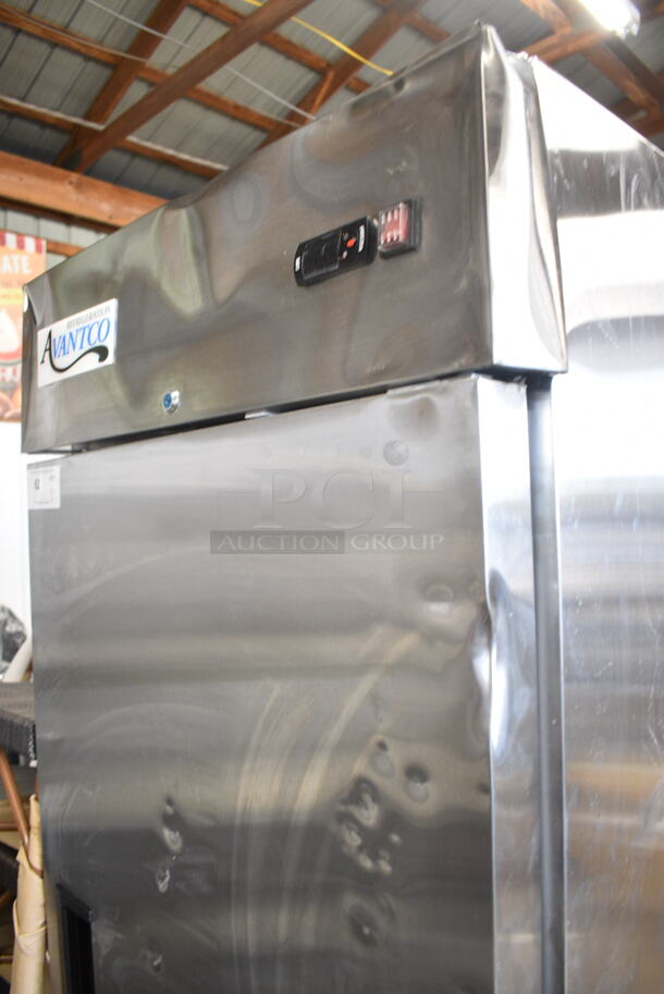BRAND NEW SCRATCH AND DENT! 2024 Avantco 178A19FHC Stainless Steel Commercial Single Door Reach In Freezer w/ Poly Coated Racks on Commercial Casters. 115 Volts, 1 Phase. Tested and Working! - Image 4 of 7