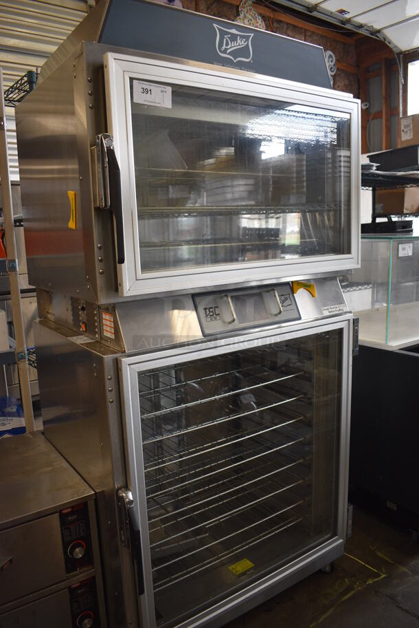Duke Model TSC-6/18M M Stainless Steel Commercial Electric Powered Oven Proofer on Commercial Casters. 208 Volts, 3 Phase. 37x30.5x77.5