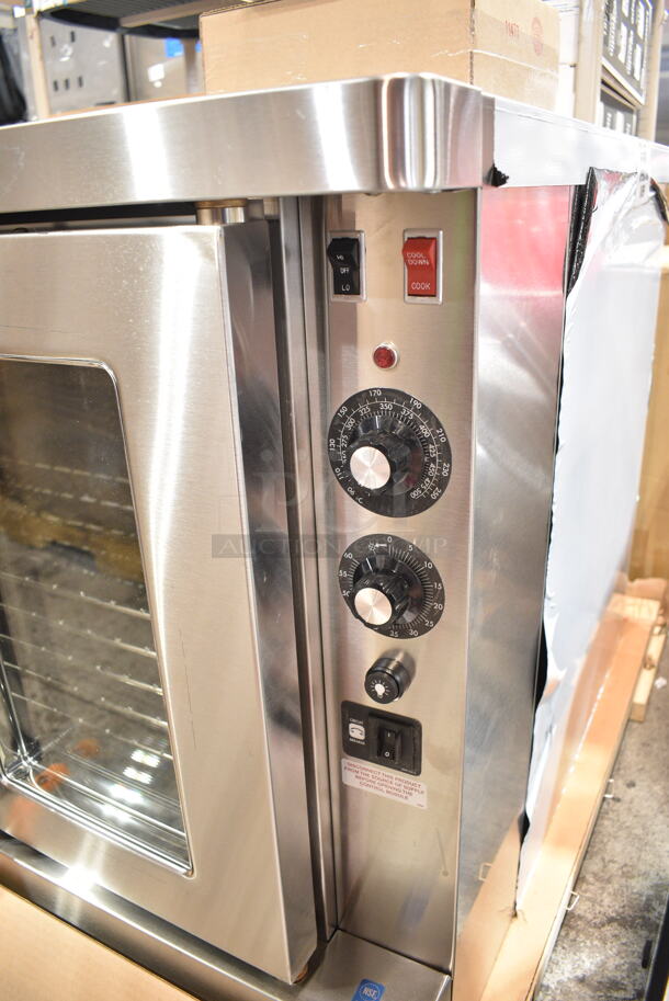 BRAND NEW! Blodgett SHO-100-E Stainless Steel Commercial Electric Powered Full Size Convection Oven w/ View Through Doors, Metal Oven Racks and Thermostatic Controls. Does Not Have Legs. 208 Volts, 3 Phase.  - Image 3 of 9