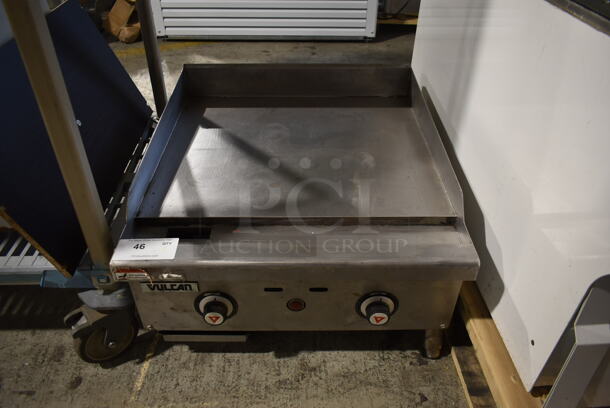 Vulcan VCRG24-T1 Stainless Steel Commercial Countertop Natural Gas Powered Flat Top Griddle.  - Image 1 of 5