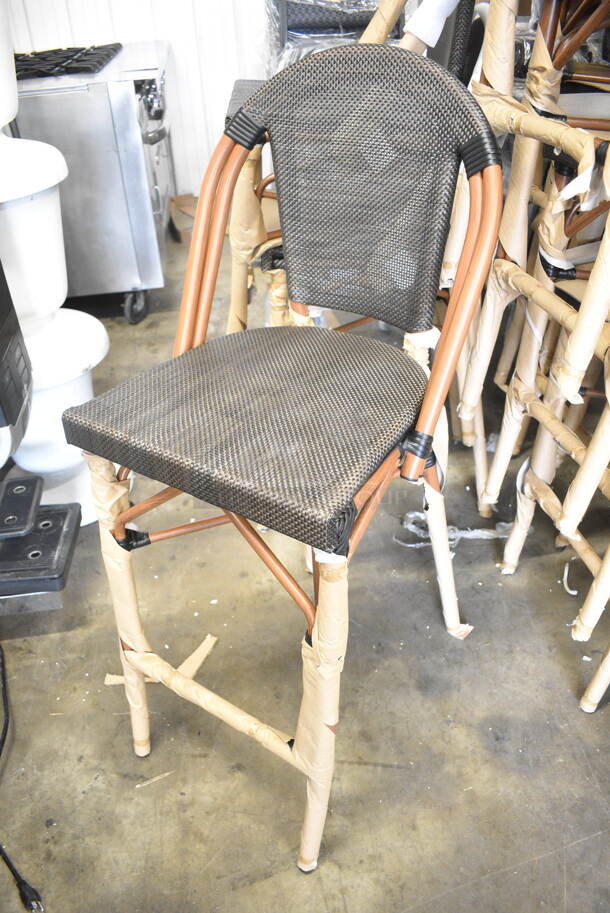10 BRAND NEW SCRATCH AND DENT! Lancaster Table & Seating 427BSFRBSBRN Bistro Series Brown Teslin Outdoor Side Barstool. 10 Times Your Bid! - Image 3 of 7