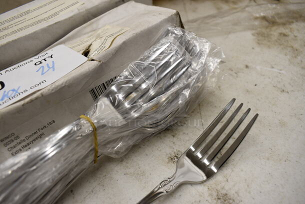 24 BRAND NEW IN BOX! Winco 0039-05 Stainless Steel Chantelle Dinner Forks. 7.5". 24 Times Your Bid! - Image 3 of 4