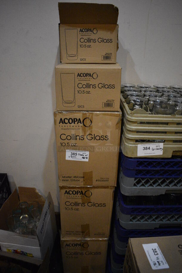 3 Boxes of 48 BRAND NEW IN BOX! Acopa Collins Glasses. Comes w/ 12 Extra Glasses. 2.5x2.5x6.5. 3 Times Your Bid! (glass room - off of bar area) - Image 4 of 4