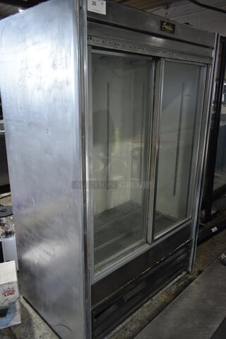 Leader Metal Commercial 2 Door Reach In Cooler Merchandiser. 115 Volts, 1 Phase. Cannot Test Due To Damaged Plug