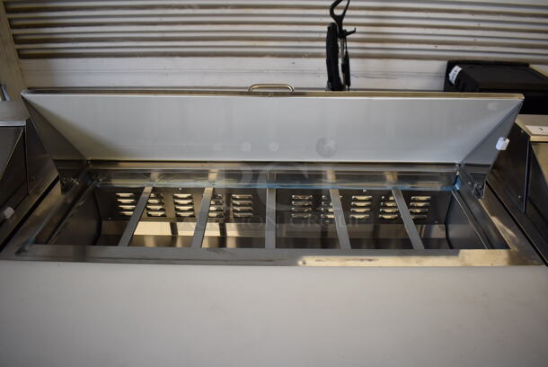 Avantco 178APT48HC Stainless Steel Commercial Sandwich Salad Prep Table Bain Marie Mega Top on Commercial Casters. 115 Volts, 1 Phase. 47x30.5x42.5. Tested and Powers On But Does Not Get Cold - Image 5 of 7