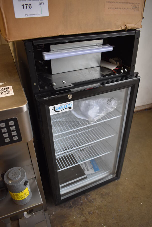 BRAND NEW IN BOX! Avantco 360SC80 Metal Commercial Countertop Mini Cooler Merchandiser w/ Poly Coated Racks. 110-120 Volts, 1 Phase. 18x17x36.5. Tested and Working! - Image 3 of 10