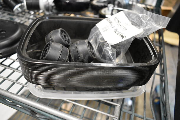 ALL ONE MONEY! Tier Lot of 12 Various Commercial Casters and 7 349LEVELFEET Table Feet.  - Image 10 of 10