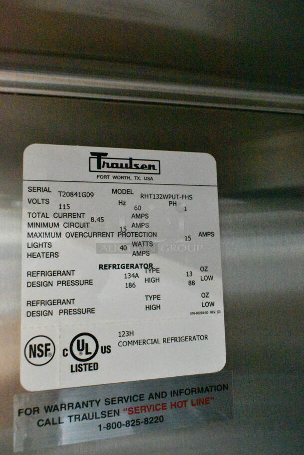 BRAND NEW! Traulsen RHT132WPUT-FHS Stainless Steel Commercial Single Door Reach In Cooler. 115 Volts, 1 Phase.  Tested and Working! - Image 10 of 10