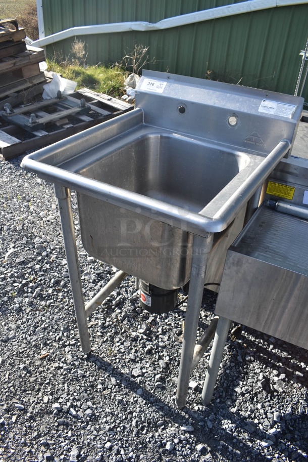 Advance Tabco Stainless Steel Commercial Single Bay Sink w/ Insinkerator Garbage Disposal. 25x26.5x42 - Image 2 of 7