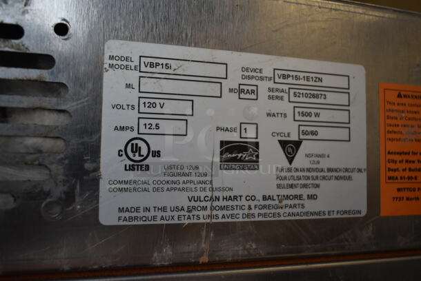 Vulcan VBP15i ENERGY STAR Stainless Steel Commercial Heated Holding Cabinet on Commercial Casters. 120 Volts, 1 Phase. Tested and Working! - Image 6 of 6
