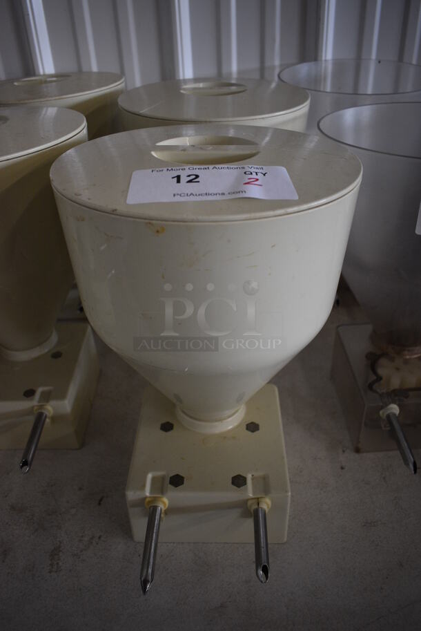 2 Poly Commercial Hoppers For Donut Pastry Filling Machine. Goes GREAT w/ Lot # 9! 9x11x13.5. 2 Times Your Bid! 