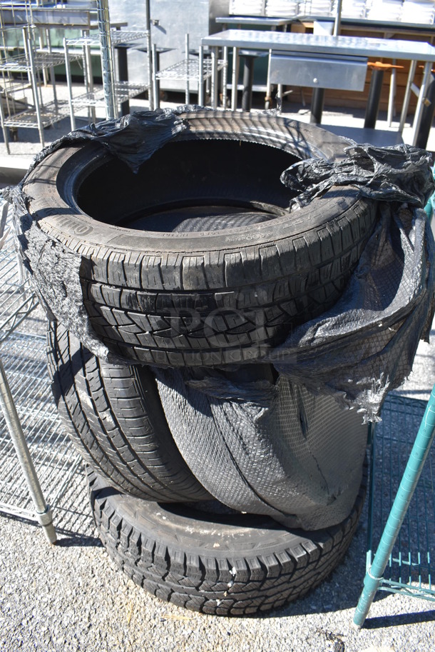 4 Various Tires; 225/75/R16 Light Truck, 215/55/R 17 93V Goodyear and Two 205/50 R17 93V Continental. 24x8x24. 4 Times Your Bid!