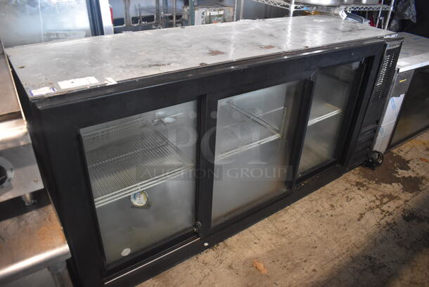 Beverage Air BB72GSY-1-B Metal Commercial 3 Door Back Bar Cooler Merchandiser. 115 Volts, 1 Phase. 72x24x35. Tested and Powers On But Does Not Get Cold