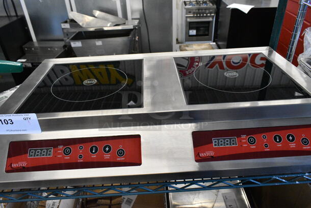 BRAND NEW SCRATCH AND DENT! 2023 Avantco 177IC35DB Stainless Steel Commercial Countertop Electric Powered 2 Burner Induction Range. 208-240 Volts, 1 Phase.  - Image 5 of 6
