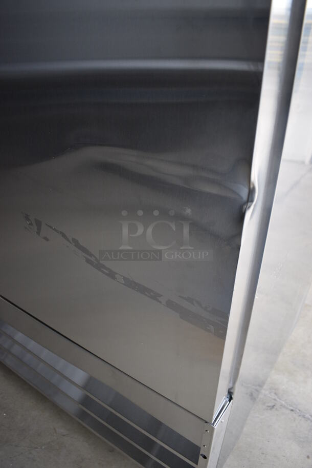 BRAND NEW SCRATCH AND DENT! Avantco Model 178SS3RHC Stainless Steel Commercial Three Door Reach In Cooler w/ Poly Coated Racks on Commercial Casters. 115 Volts, 1 Phase. 81x32x82.5. Tested and Working! - Image 9 of 10