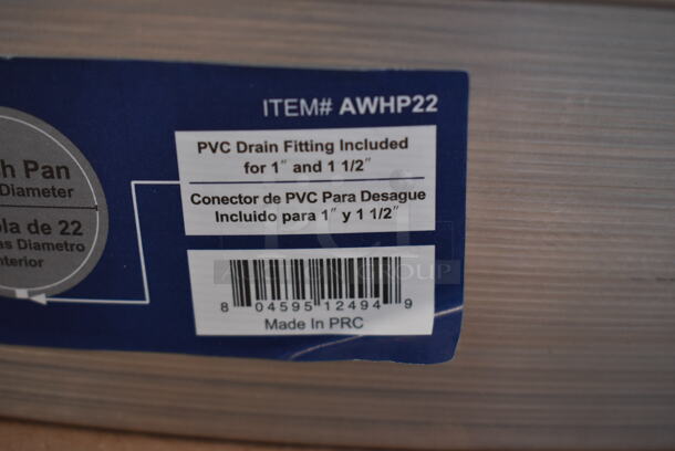 BRAND NEW SCRATCH AND DENT! Everflow AWHP22 Aluminum Water Heater Drain Pan with 1 in. - 1-1/2 in. PVC Fitting, 22 in. Diameter Chrome - Image 5 of 5