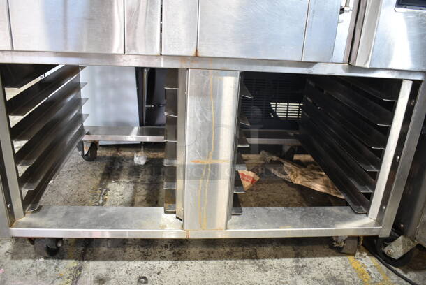 Baxter Stainless Steel Commercial Gas Powered Mini Rotating Rack Oven w/ Lower Double Pan Rack on Commercial Casters. - Image 3 of 9