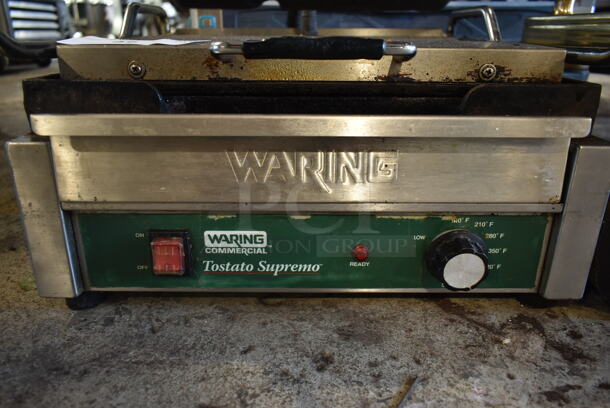 Waring WFG250 Stainless Steel Commercial Countertop Panini Press. 120 Volts, 1 Phase. Cannot Test - Unit Needs a New Power Switch - Image 3 of 6