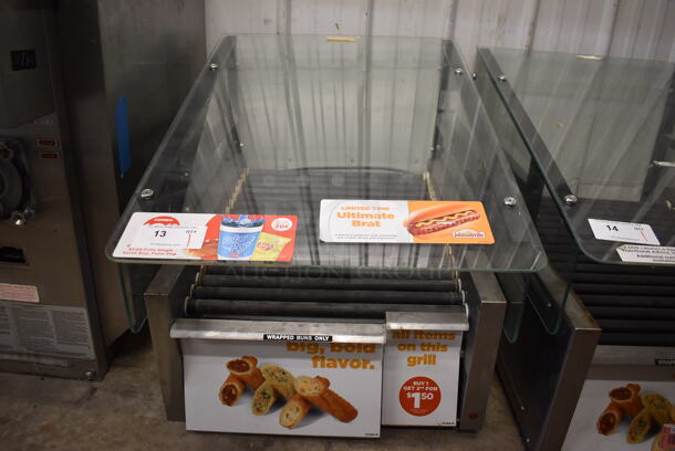 2018 Star 459TBDE Stainless Steel Commercial Countertop Hot Dog Roller w/ Sneeze Guard and Bun Drawer. 120 Volts, 1 Phase. 25x35x26. Tested and Working!