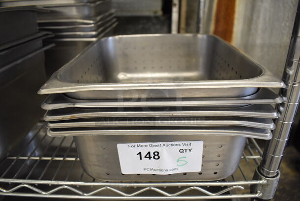 5 Perforated Stainless Steel Half Size Drop In Bins. 1/2x4. 5 Times Your Bid! - Image 1 of 4