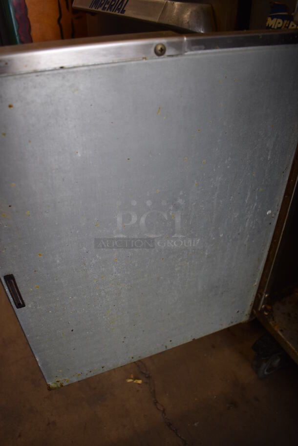 Imperial IFSCB250T Stainless Steel Commercial Natural Gas Powered 2 Bay Deep Fat Fryer w/ Left Side Dumping Station and 4 Metal Fry Baskets on Commercial Casters. 280,000 BTU. 46.5x33.5x51.5 - Image 9 of 12