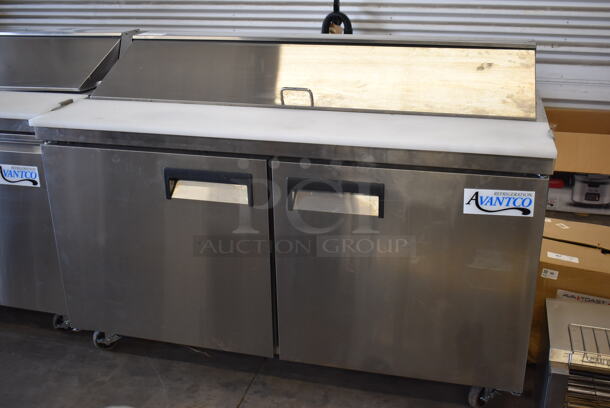 Avantco 178APT60HC Stainless Steel Commercial Sandwich Salad Prep Table Bain Marie Mega Top on Commercial Casters. 115 Volts, 1 Phase. 60x30.5x42.5. Tested and Powers On But Does Not Get Cold - Image 3 of 10
