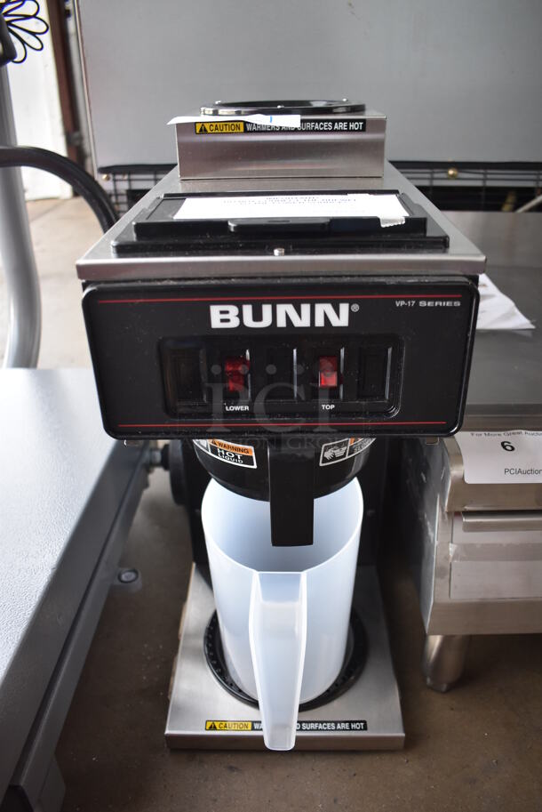 BRAND NEW SCRATCH AND DENT! Bunn VP17-2 Stainless Steel Commercial Countertop Low Profile Pourover 2 Burner Coffee Machine w/ Poly Brew Basket and Pitcher. 120 Volts, 1 Phase. 8x18x19. Tested and Working!