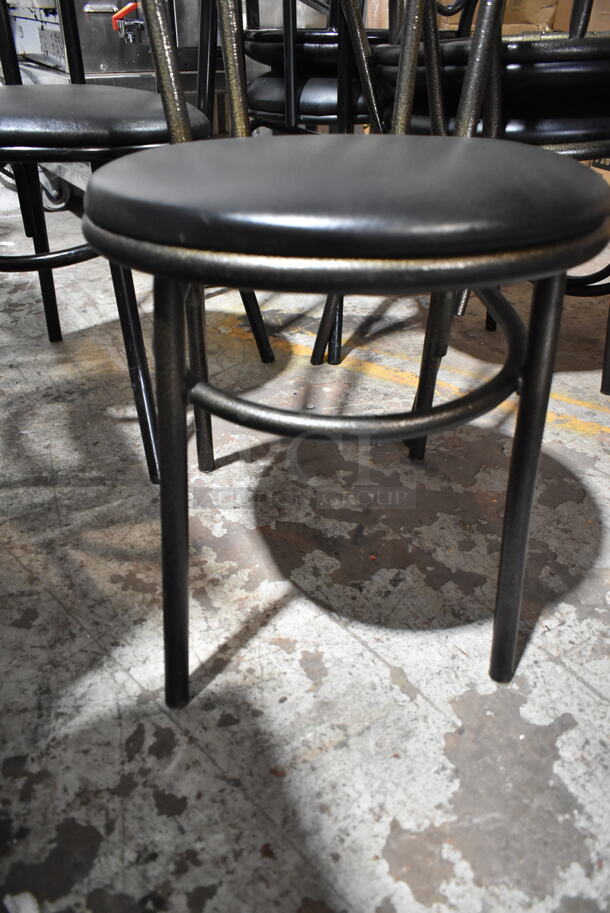 6 Black Metal Dining Height Chairs w/ Black Seat Cushion. 6 Times Your Bid! - Image 3 of 9