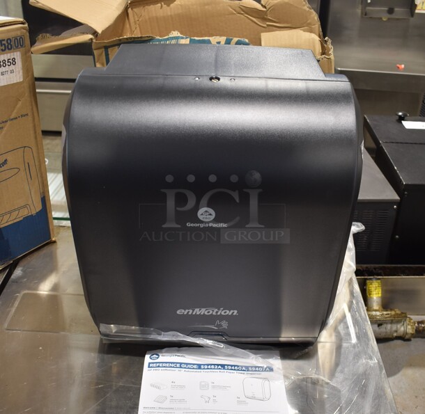 BRAND NEW IN BOX! Georgia Pacific Black Poly Wall Mount Paper Towel Dispenser.