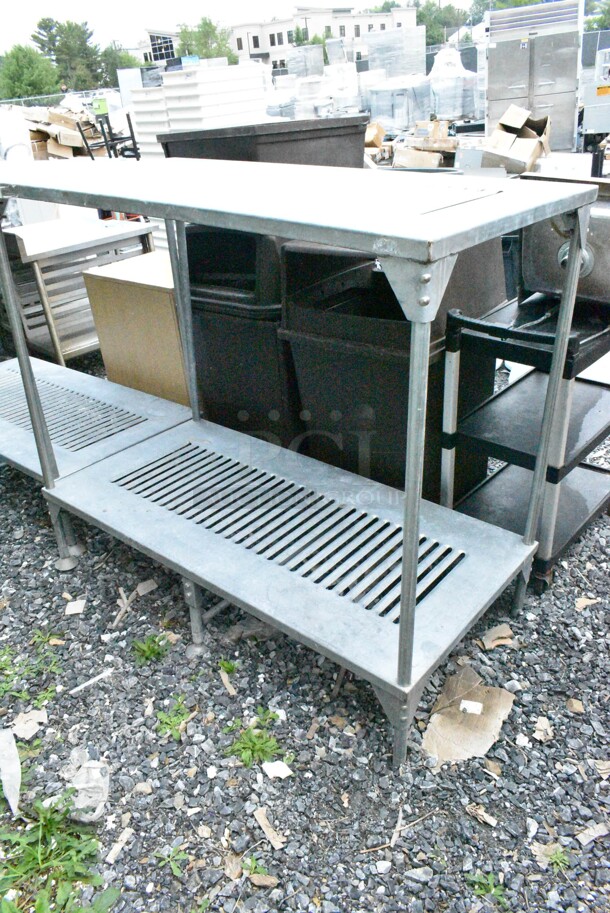 Metal 2 Tier Shelving Unit. BUYER MUST DISMANTLE. PCI CANNOT DISMANTLE FOR SHIPPING. PLEASE CONSIDER FREIGHT CHARGES. - Image 2 of 4
