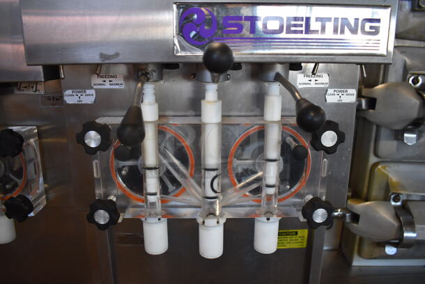 Stoelting 237R-109G Stainless Steel Commercial Floor Style Air Cooled 2 Flavor w/ Twist Soft Serve Ice Cream Machine on Commercial Casters. Goes GREAT w/ Lot 118! 208/230 Volts, 3 Phase. 16x43x67 - Image 3 of 7