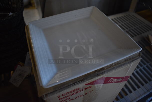 Box of 24 BRAND NEW! Sant Andrea White Ceramic Square Plates. 8.5x8.5x1 - Image 6 of 7