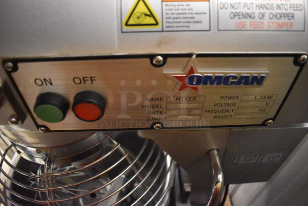 2017 Omcan SP200A Countertop 20 Quart Planetary Mixer w/ Stainless Steel Mixing Bowl, Bowl Guard, Whisk and Paddle Attachments. 110 Volts, 1 Phase. 20x23x32 - Image 4 of 7