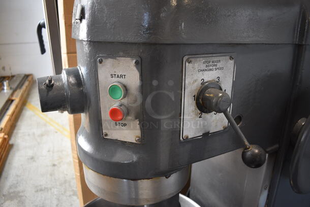 Hobart Model H 600 Metal Commercial Floor Style 60 Quart Planetary Dough Mixer w/ Stainless Steel Mixing Bowl, Whisk and Paddle Attachments. 208 Volts, 3 Phase. 28x40x56 - Image 2 of 9