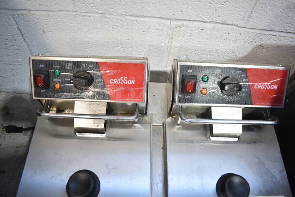 2023 Crosson CF-30 Stainless Steel Commercial Countertop Electric Powered 2 Bay Fryer w/ 2 Metal Fry Baskets. 120 Volts, 1 Phase. - Image 3 of 7
