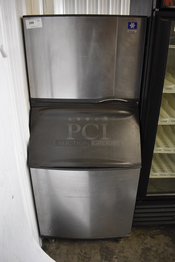 Manitowoc Model SY0454A Stainless Steel Commercial Ice Head on Commercial Ice Bin. 115 Volts, 1 Phase. 31x34x70