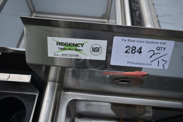 BRAND NEW SCRATCH AND DENT! Regency 600S1181818R Stainless Steel Commercial Single Bay Sink w/ Right Side Drain Board. Bay 18x18. Drain Board 16.5x20 - Image 5 of 5