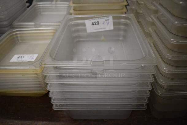 ALL ONE MONEY! Lot of 7 Poly Clear 1/2 Size Drop In Bins. 1/2x4 - Image 1 of 3