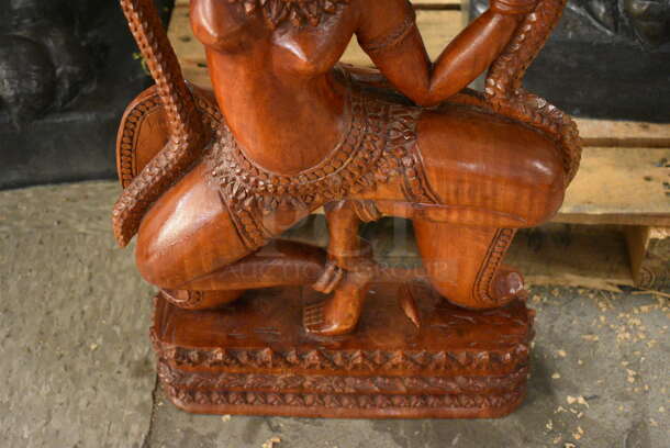 Hand Carved Wooden Khmer Aspera Statue. - Image 5 of 6