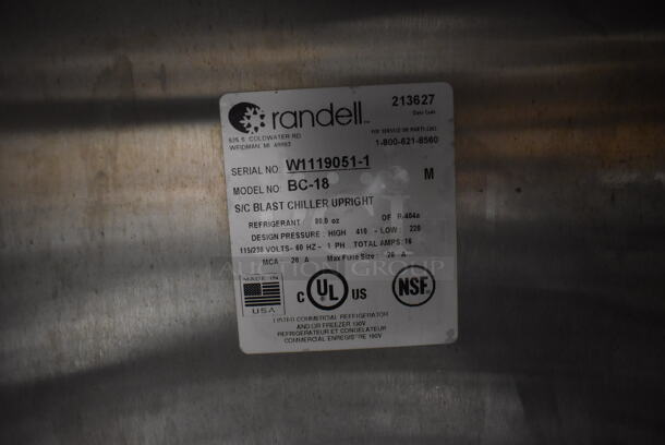 2015 Randell Model BC-18 Stainless Steel Commercial Floor Style Blast Chiller. 115/230 Volts, 1 Phase. 40x38x65 - Image 6 of 6