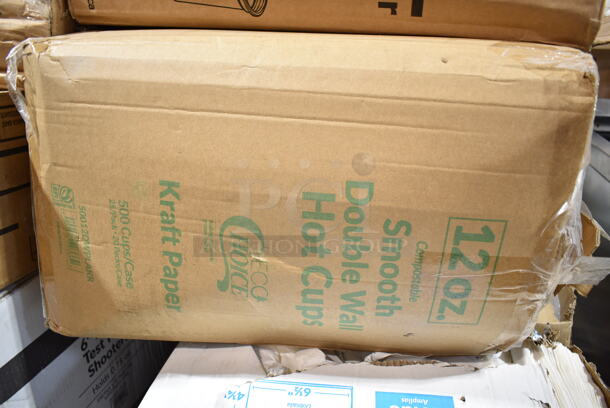 PALLET LOT of 20 BRAND NEW Boxes Including Moist Towelette, 2 Box 966TALLFLDN Choice Kraft Natural Tall-Fold 6" x 13" Dispenser Napkin - 8000/Case, 347RPBD10WHS Visions 10" White Plastic Plate with Silver Bands - 120/Case, 500TW7 Choice 7 oz. Translucent Thin Wall Plastic Cold Cup - 2500/Case, 2 Box 127RD16BULK Choice 16 oz. Customizable Microwavable Translucent Round Deli Container - 500/Case, 50012DWPLAKR EcoChoice 12 oz. Smooth Double Wall Kraft Compostable Paper Hot Cup - 500/Case, 2 Box 966UPWIDEB OneUp by Choice White 1-Ply Wide Interfold 6 1/2" x 8 1/2" Dispenser Napkin - 6000/Case, Choice 5 5/8" Crystal Clear Plastic Test Tube Shot / Shooter - 1000/Case, Dart 85HT3R 8" x 8" x 3" White Foam Three-Compartment Square Take Out Container with Perforated Hinged Lid - 200/Case, 347TCL9 Choice 9 oz. Clear Disposable Plastic Tumbler - 500/Case, 16RCLBLK Dart Optima Black Travel Lid. 20 Times Your Bid!  - Image 7 of 12