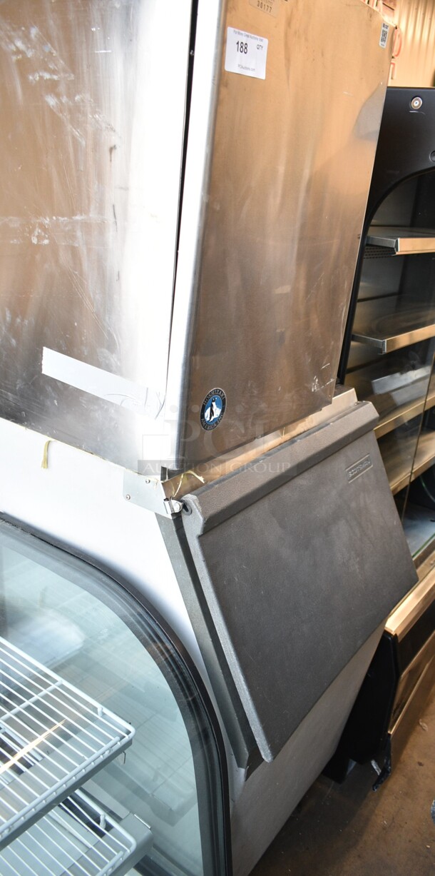 Hoshizaki KM-500MWH Stainless Steel Commercial Ice Machine Head on Scotsman HTB555 Commercial Ice Bin. 115-120 Volts, 1 Phase.  - Image 1 of 8