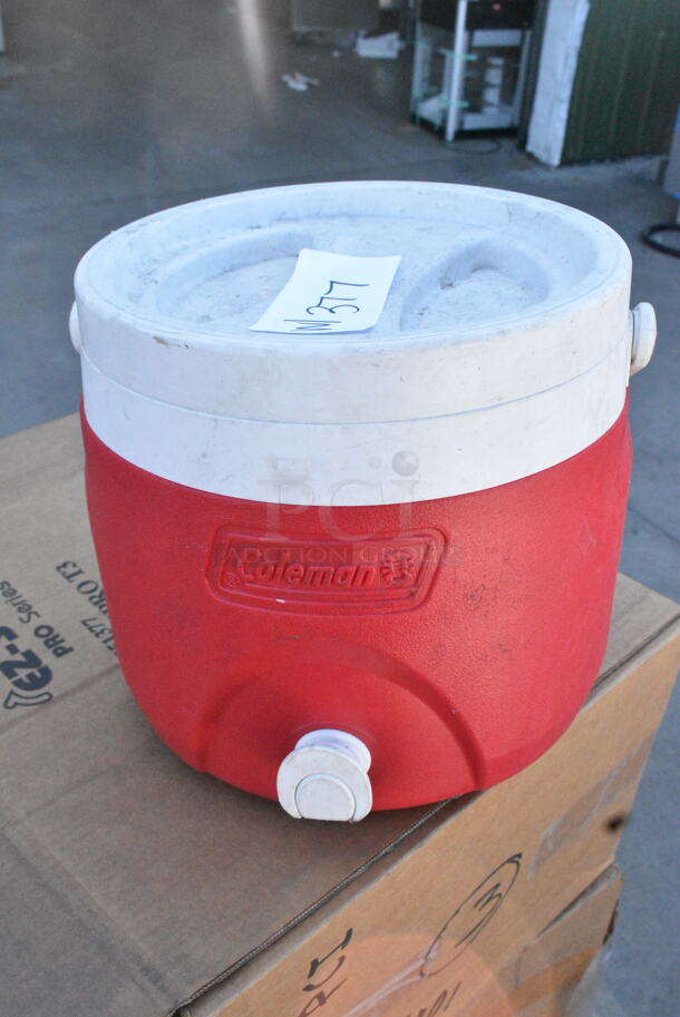 5 Various Igloo and Coleman Red and White Portable Coolers Including Beverage Dispensers. 5 Times Your Bid!  - Image 3 of 7