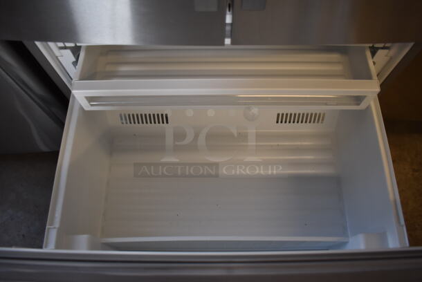BRAND NEW SCRATCH AND DENT! Whirlpool WRF997SDDM00 Stainless Steel Commercial French Style Cooler Freezer Combo Unit w/ Water and Ice Dispenser. 115 Volts, 1 Phase. 36x36x70. Tested and Powers On and Cooler Works But Freezer Temps at 44 Degrees - Image 11 of 12