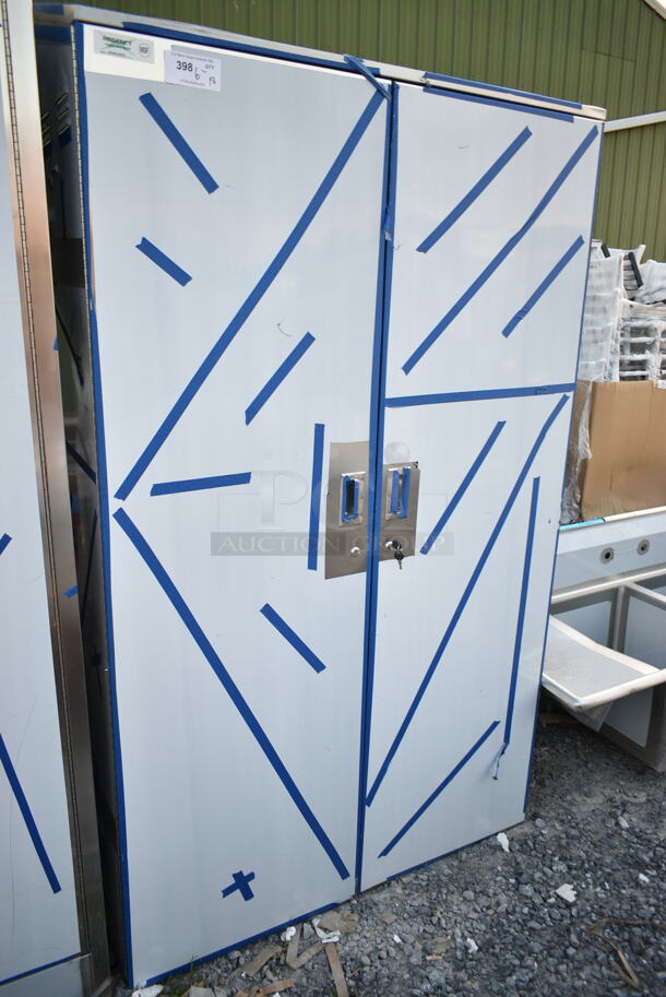 BRAND NEW SCRATCH AND DENT! Regency 600SMC48DDL 48" Stainless Steel Mop Sink Cabinet - 20" x 16" x 12" Mop Sink on Left Side.  - Image 1 of 7