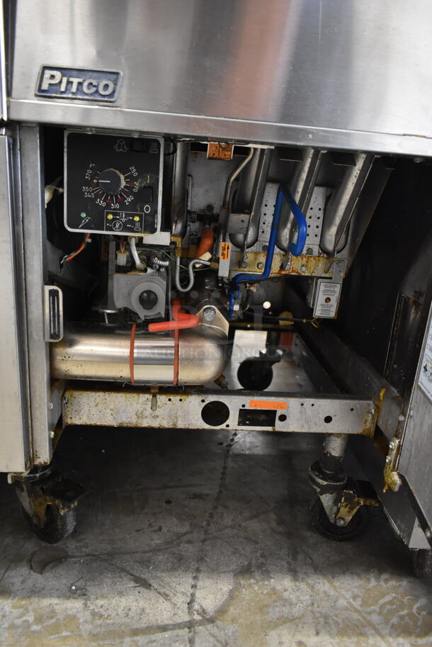 2016 Pitco Frialator SSH75 Solstice Supreme Stainless Steel Commercial Natural Gas Powered Deep Fat Fryer w/ Filtration System on Commercial Casters. 105,000 BTU. - Image 10 of 11